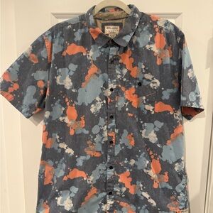 Billabong Men's Splatter Print Shirt - Blue, Orange, White